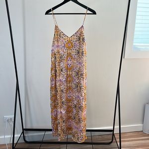 NEVER WORN ANTHROPOLOGIE dress in yellow multi color, Medium with small print